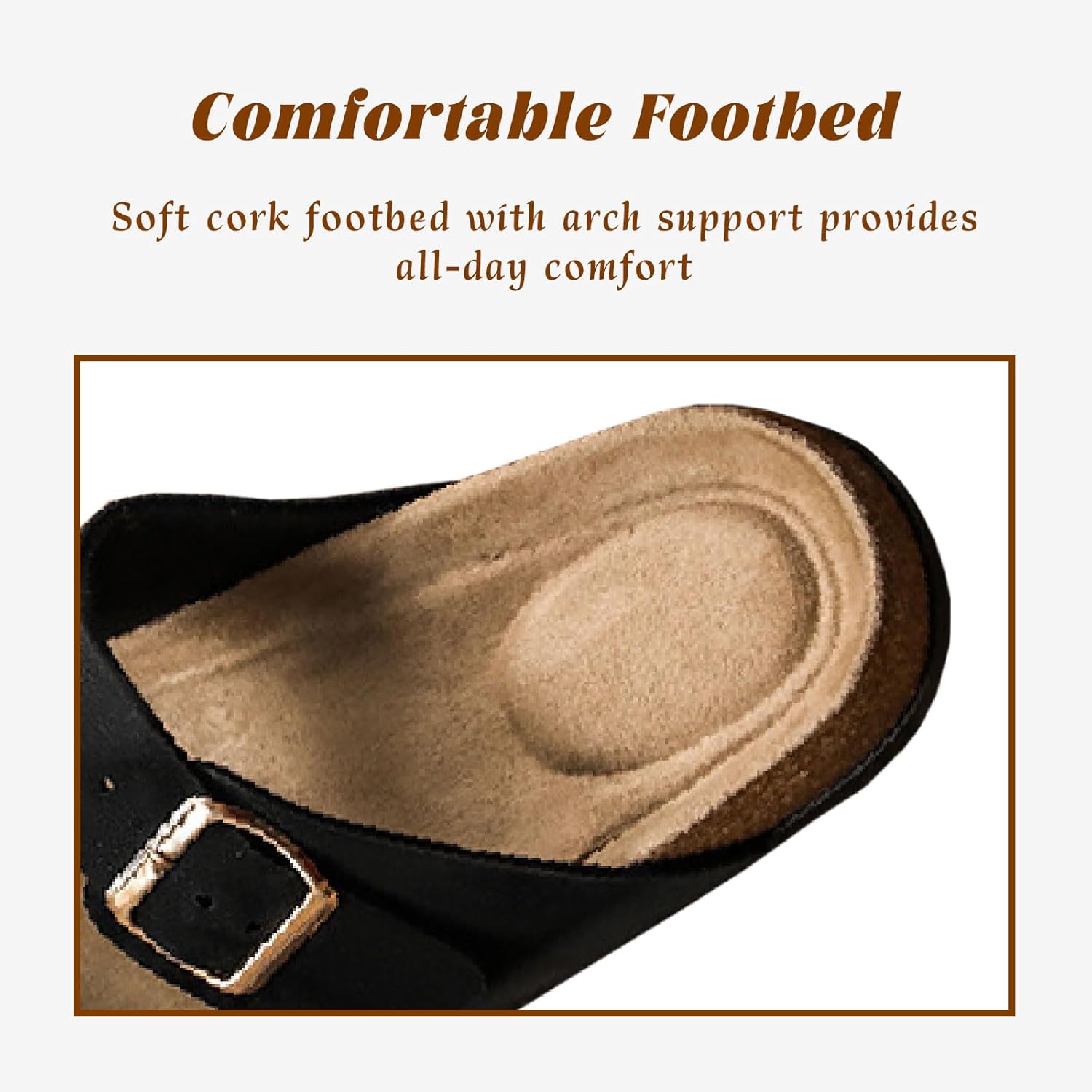 Сандалии Titype Cork Footbed с поддержкой свода для женщин и мужчин, регулируемая пряжка, натуральная кожа, удобные летние сандалии для улицы и пляжа, черный — фото 4