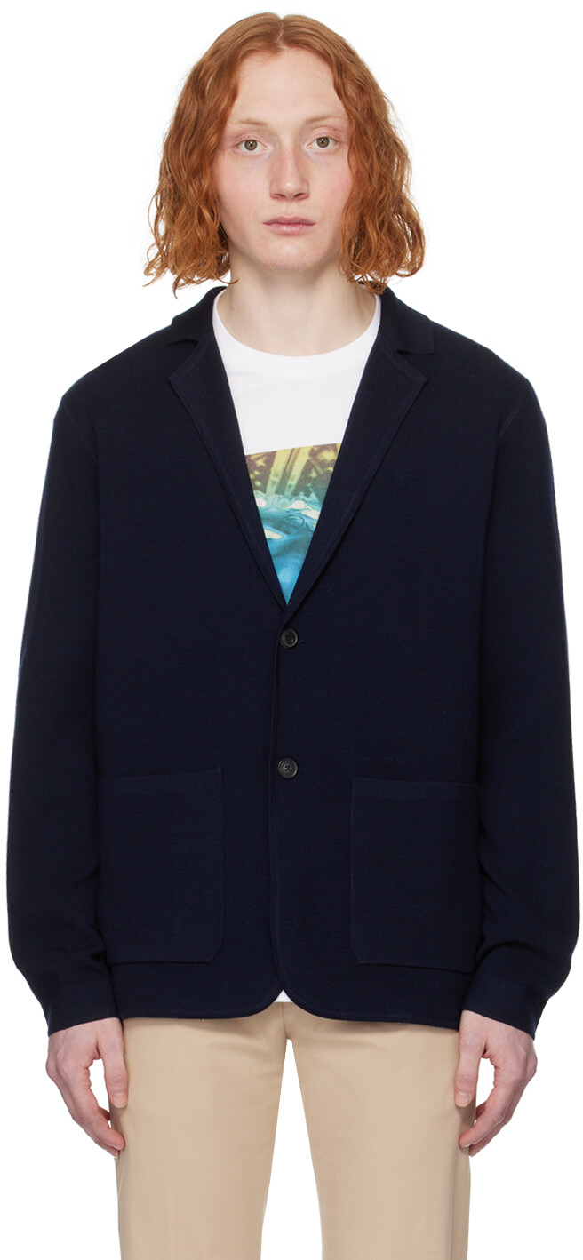 

Темно-синяя куртка с зубчатыми лацканами Paul Smith