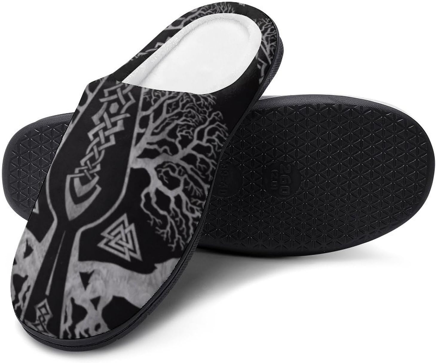 

Мужские домашние хлопковые тапочки для спальни и гостиной / моющиеся, зимние теплые пушистые домашние тапочки, интересные нескользящие тапочки викинга Yxhzyhy, Tree of Life