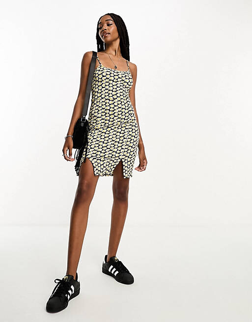 

Желто-черное платье-комбинация с разрезом спереди Noisy May Tall, Черный, Желто-черное платье-комбинация с разрезом спереди Noisy May Tall