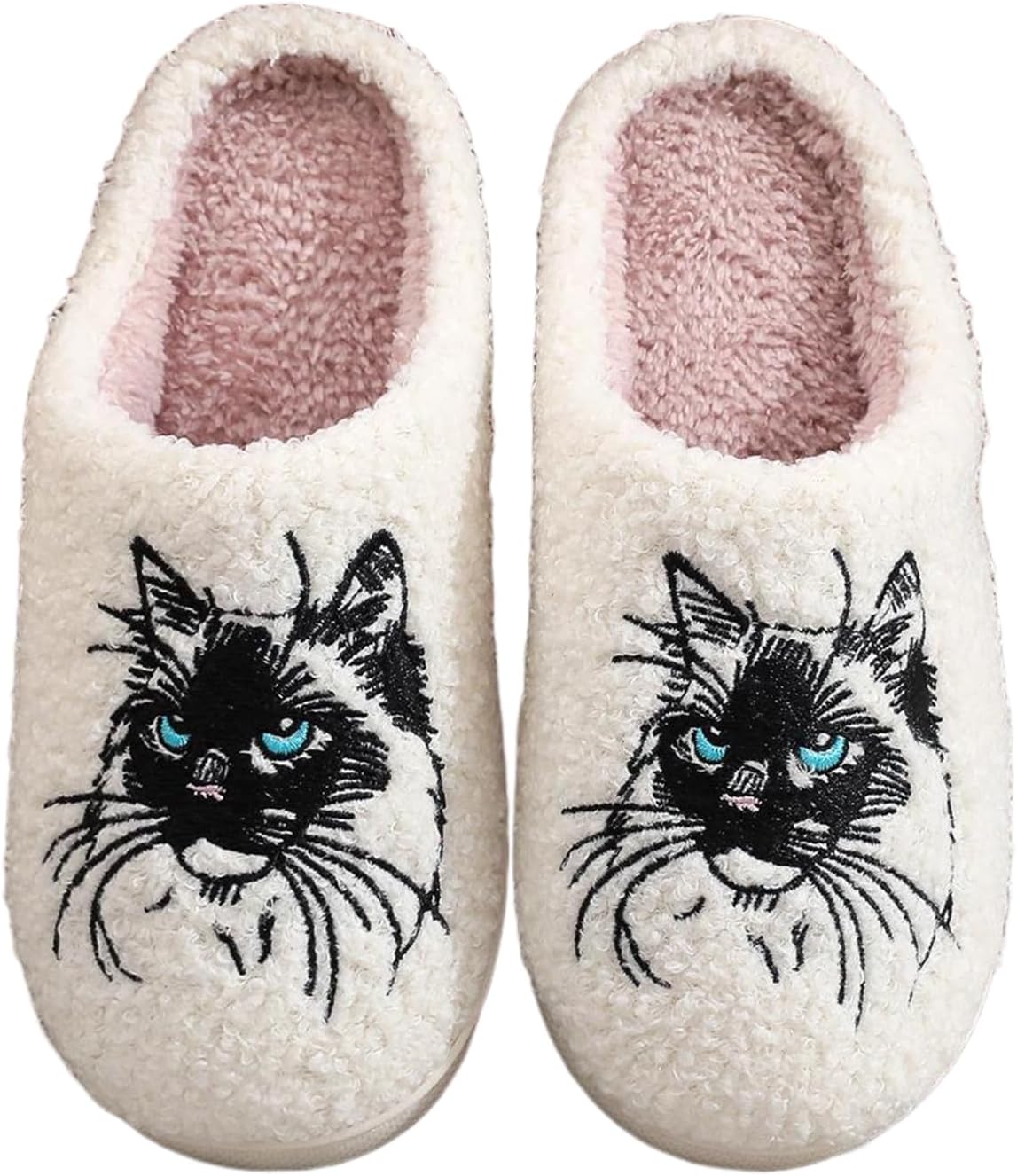 

Пушистые тапочки для женщин, мужские теплые уютные мягкие пушистые тапочки из пены с эффектом памяти, домашние тапочки с надеваниями, домашние тапочки для дома и на улице Wiretran, Blue Eyed Cat