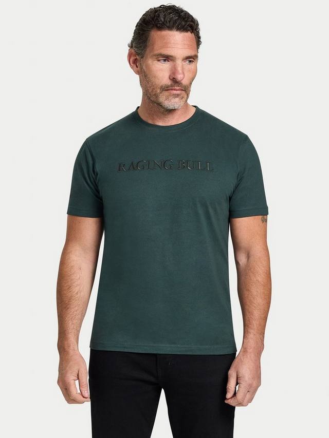 

Хлопковая футболка Regular Fit с коротким рукавом и вышитым логотипом Raging Bull, Forest