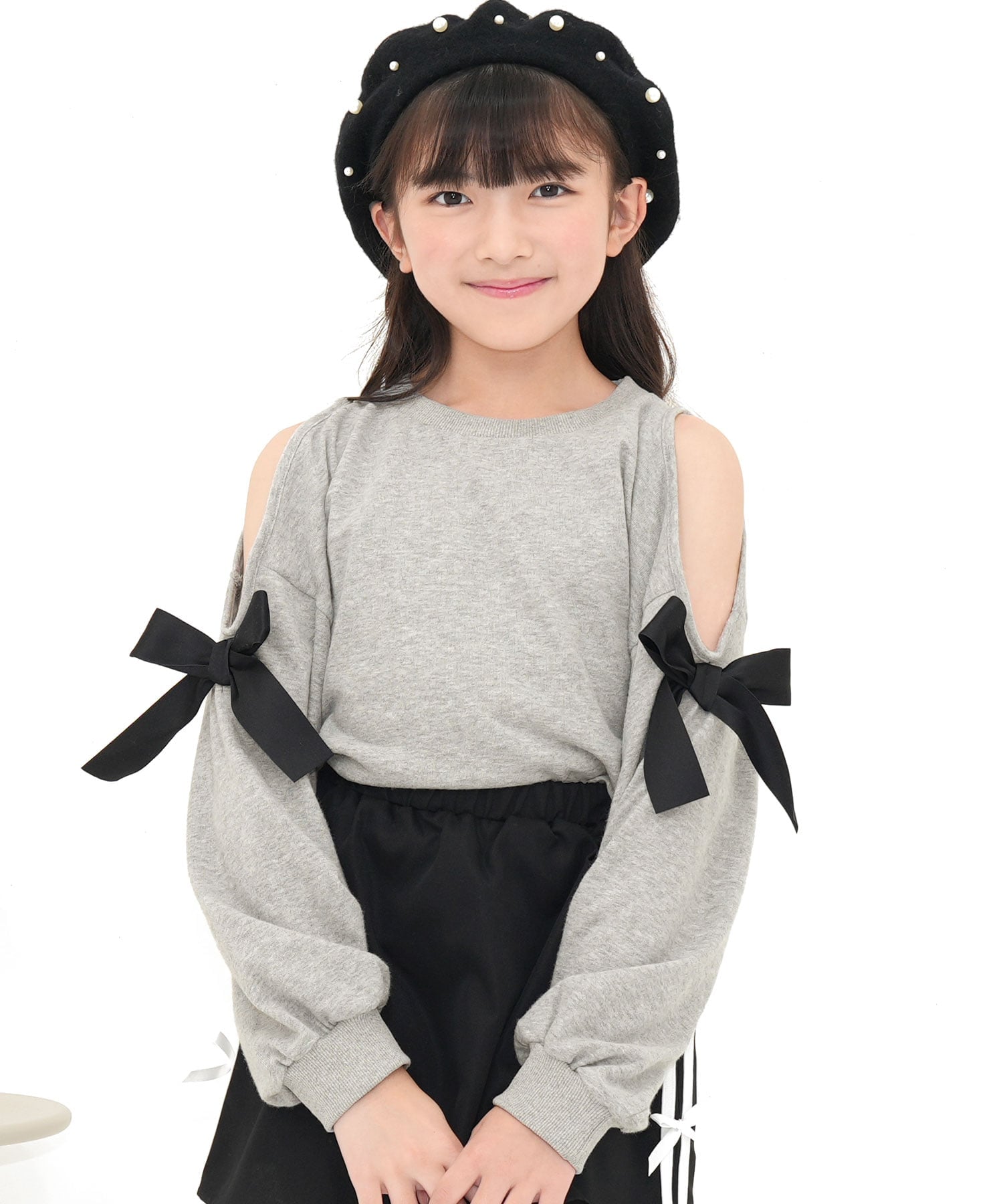 Укороченный топ с лентой, однотонный, для девочек, Bee Bee, Heather Gray
