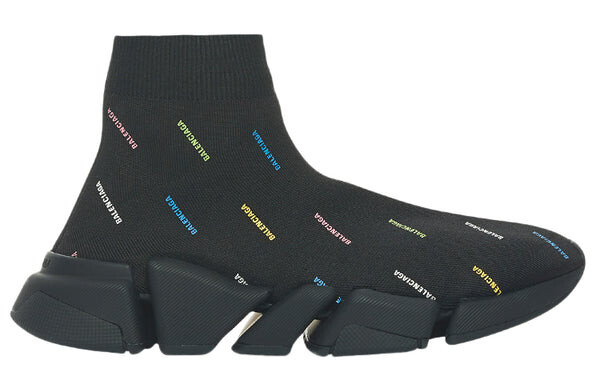 Кроссовки speed 2.0 sneakers 'recycled knit black with multicolor allover logo' Balenciaga, черный — фото 2