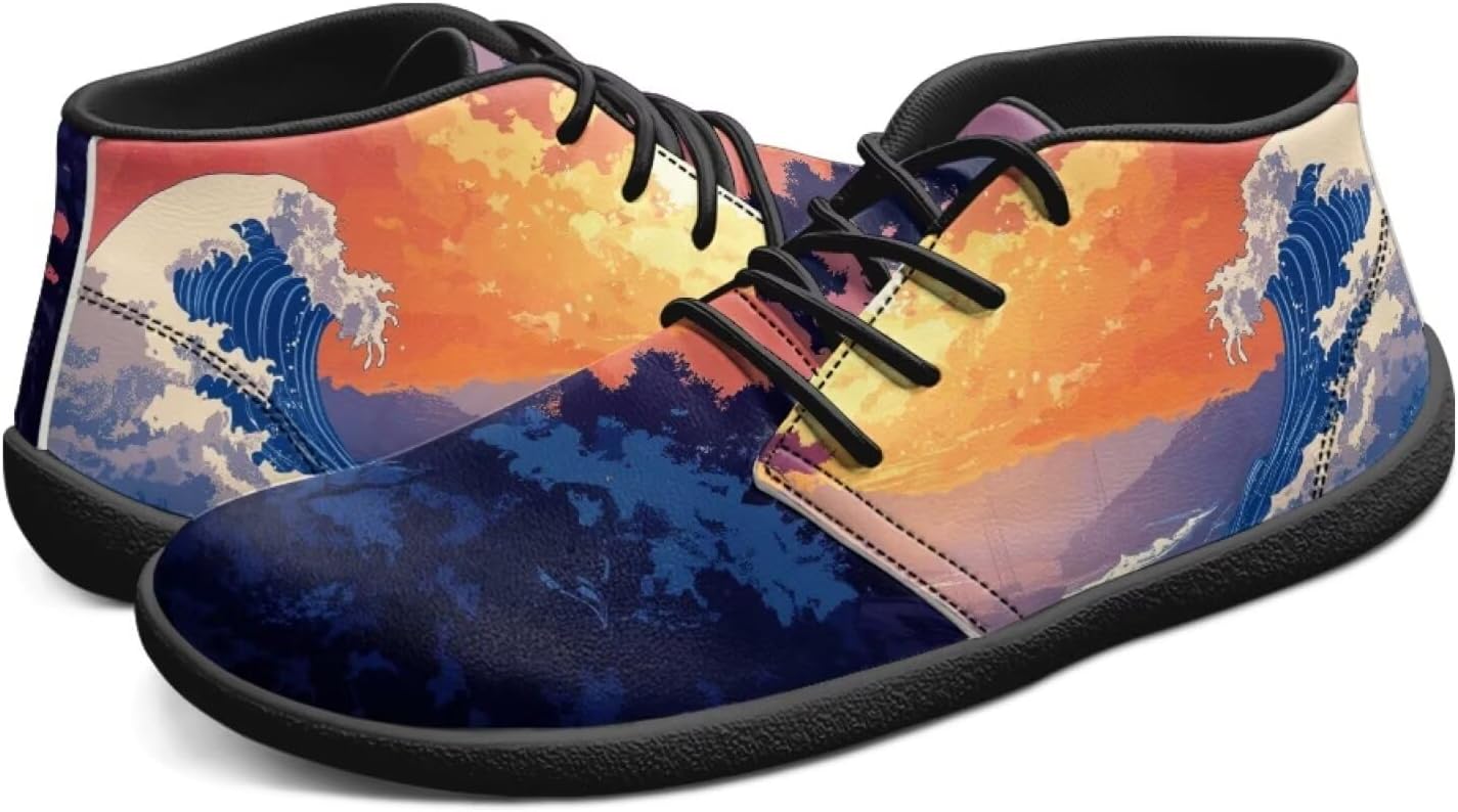 

Мужские босоножки с широким носком, минималистичные кроссовки для бега и кросс-тренинга, с нулевым перепадом, модные кеды, размеры 6-14 Pointodoor, Sea Wave Printed