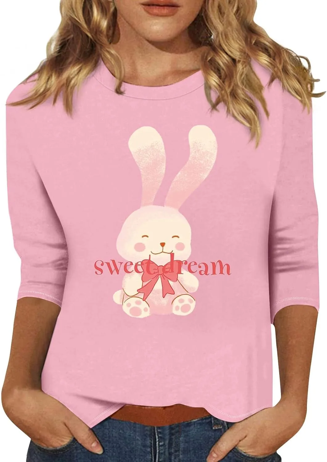 

Летний топ для женщин с принтом и 3/4 рукавом FQZWONG