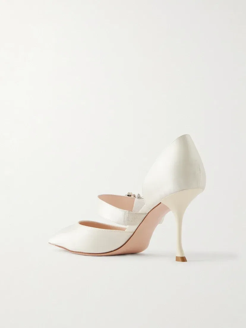 Туфли-лодочки Mini Bouquet из атласа, украшенные кристаллами Roger Vivier, белый — фото 3