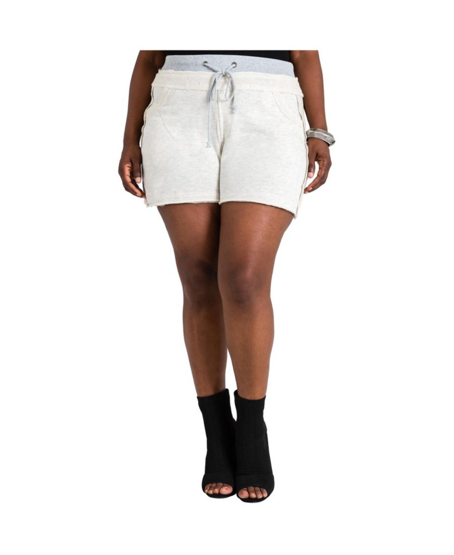 

Шорты из французской махровой ткани больших размеров на завязках Poetic Justice, Oatmeal