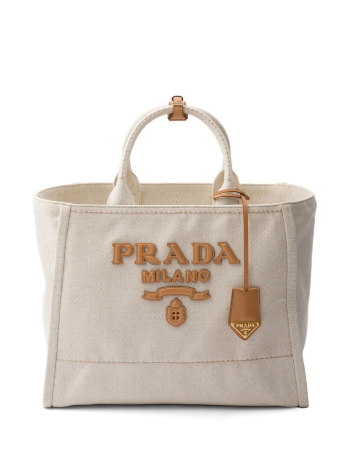 

Большая сумка-тоут Prada с логотипом, нейтральный цвет