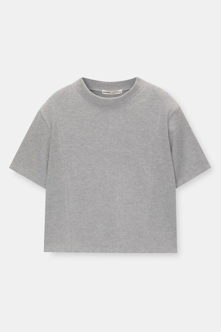 

Топ с воротником-стойкой Pull And Bear, серый