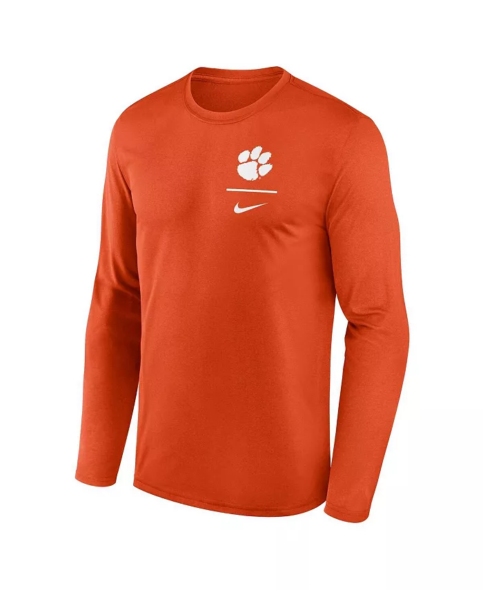 Мужская оранжевая футболка с длинным рукавом Clemson Tigers Primary Stack Legend Nike — фото 2