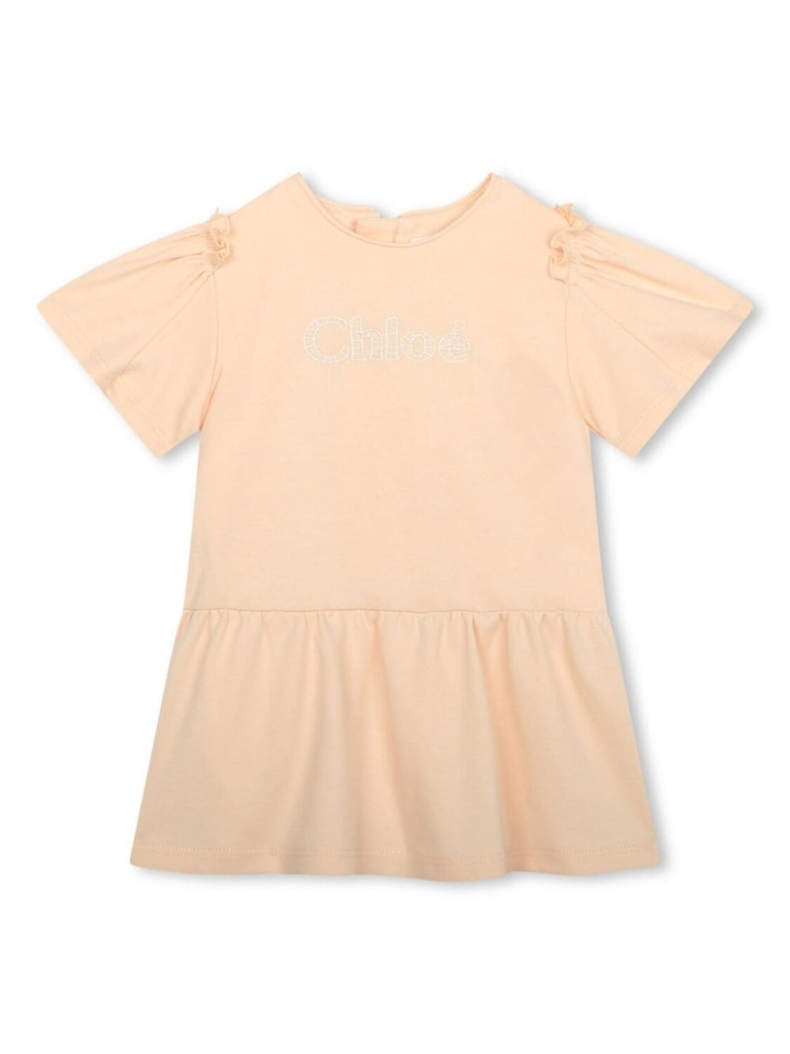 

Chloé Kids платье из органического хлопка с вышитым логотипом, нейтральный цвет