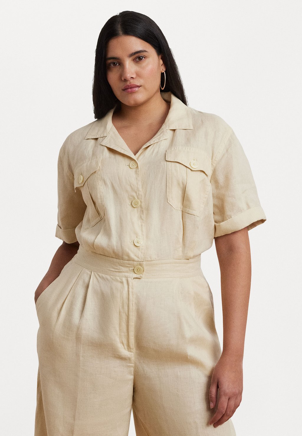 

Комбинезон SOFT DRAPEY LINEN JUMPSUIT Lauren Ralph Lauren Woman, Ivory Beige