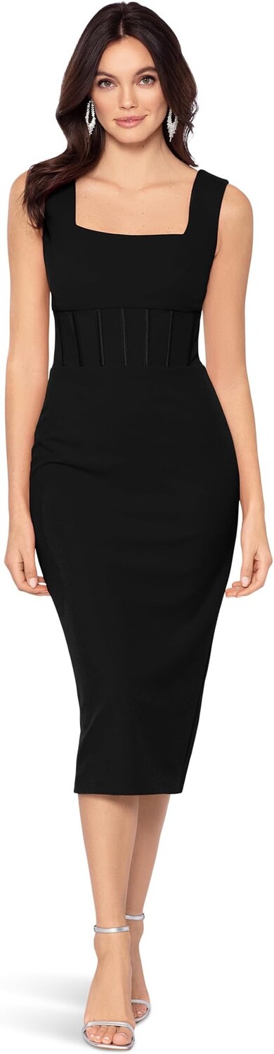 

Платье Betsy & Adam Midi Scuba Crepe Corset Bone, черный