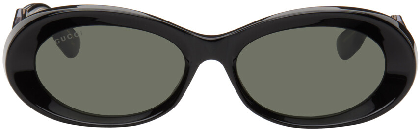 

Черные овальные солнцезащитные очки Gucci, цвет Black