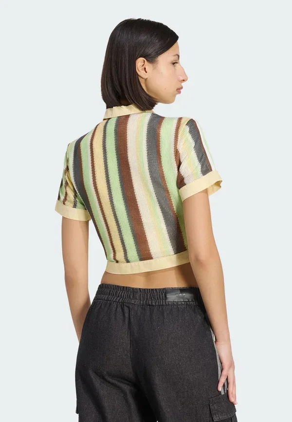 Блуза Adidas Originals Summer Glow Striped Cropped Button Down, светло-желтый — фото 2