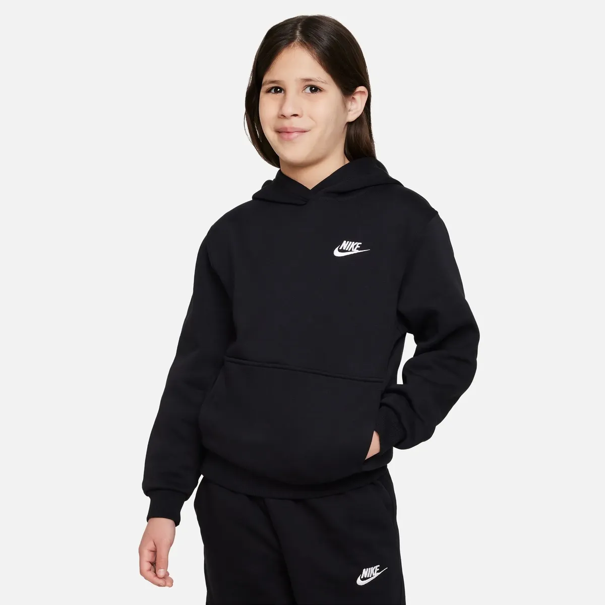 Толстовка с капюшоном Nike Sportswear "CLUB FLEECE BIG KID'S PULLOVER HOODIE", белый — фото 4