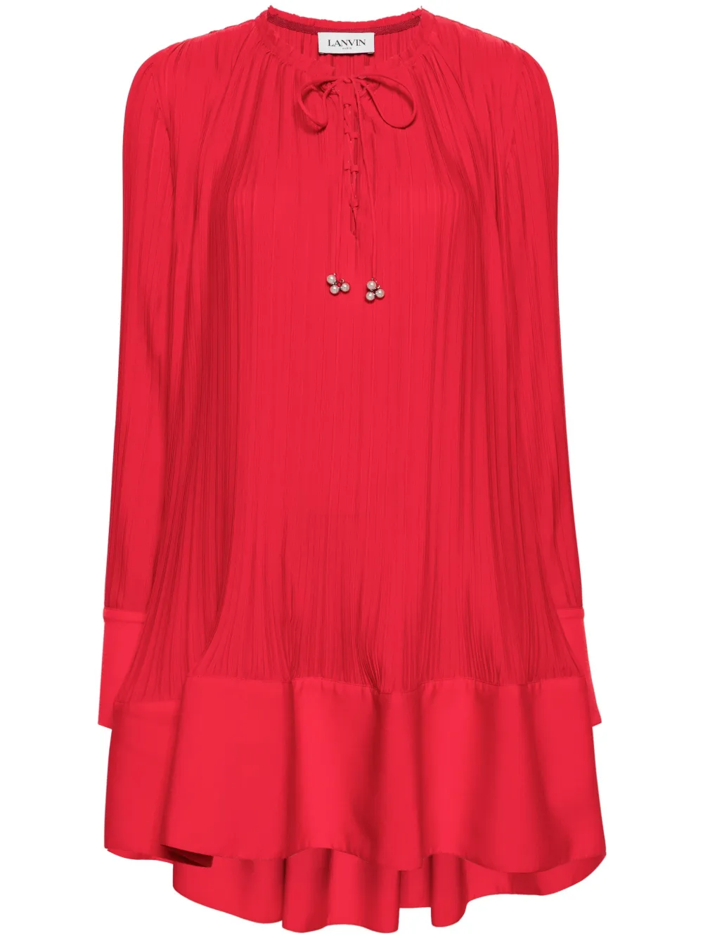

Плиссированное платье мини Lanvin, красный