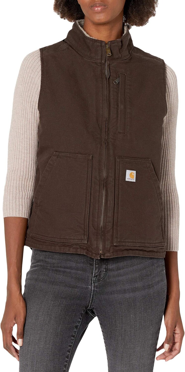 

OV277 Жилет с воротником на подкладке из шерпы Carhartt, цвет Dark Brown