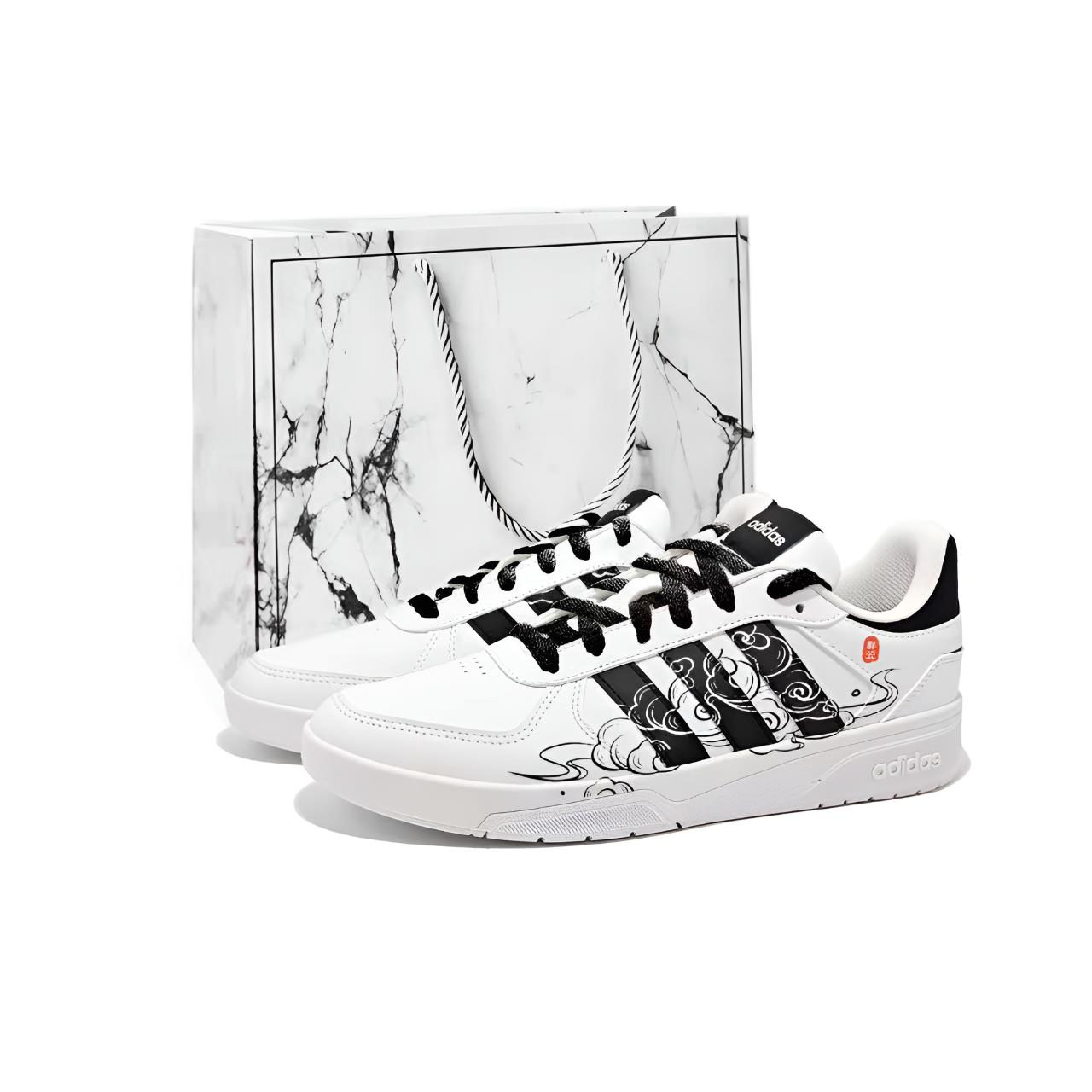 

Adidas Neo Мужские низкие скейтбордные кроссовки Courtbeat Cloud Pattern White Ink, черный