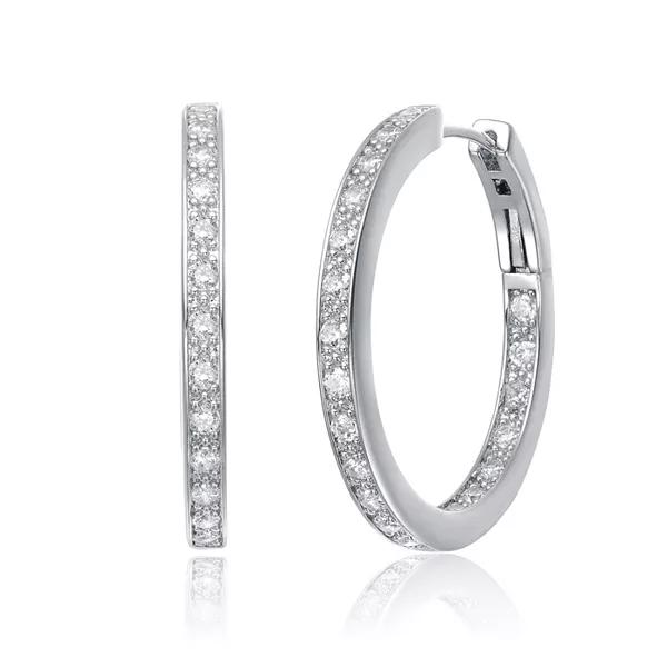 

Серьги-Кольца из стерлингового серебра, белого золота и 14-каратного золота с кубическим цирконием Genevive, white