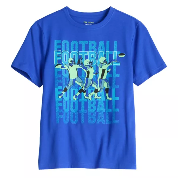 

Футболка с принтом для мальчиков 8-20 лет, обычная и свободная Tek Gear, цвет football qb blue