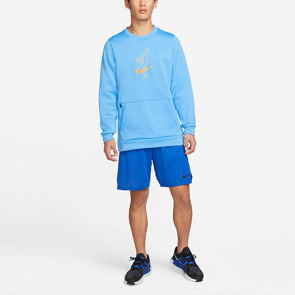 Толстовка Men's Nike As Nk TF Turf Top Ls Crew Story P Casual Character Printing Round Neck Pullover Blue, синий — фото 2
