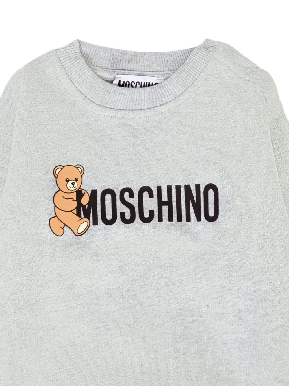 Толстовка Teddy-print crew-neck top Moschino Kids, серый — фото 3