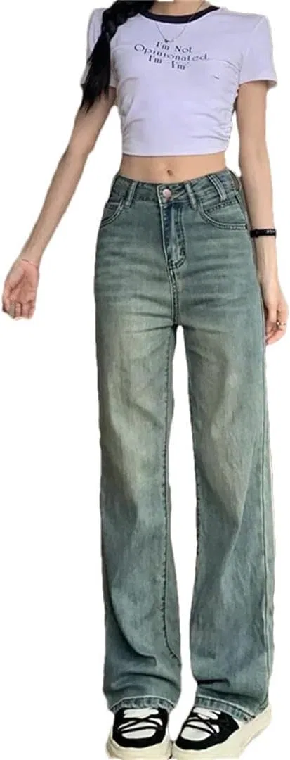 Джинсы свободные Straight Denim Trousers, 52477-blue