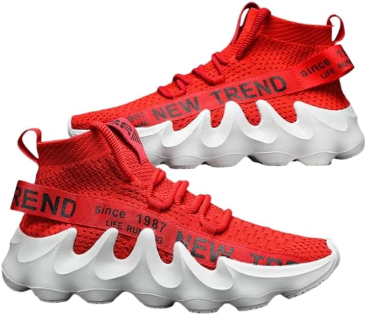 

Модные мужские вязаные кроссовки, дышащие, с удобной нескользящей мягкой подошвой для активного отдыха на улице Hoalox, красный