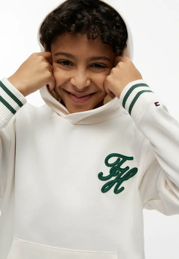 Худи из трикотажа с вышитым логотипом Tommy Hilfiger, Off White — фото 4