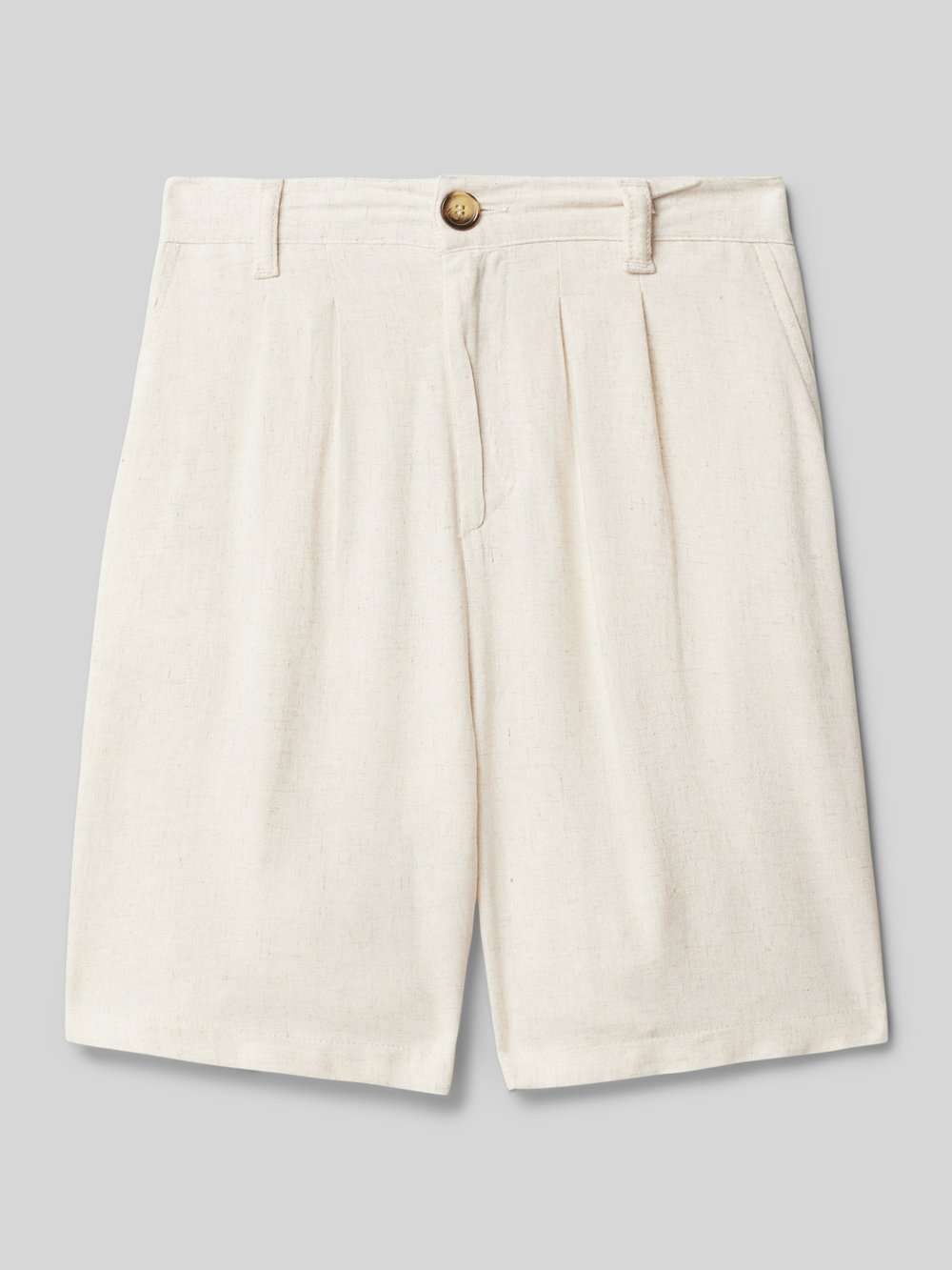 

Льняные шорты прямого кроя со складками Blue Effect, экрю