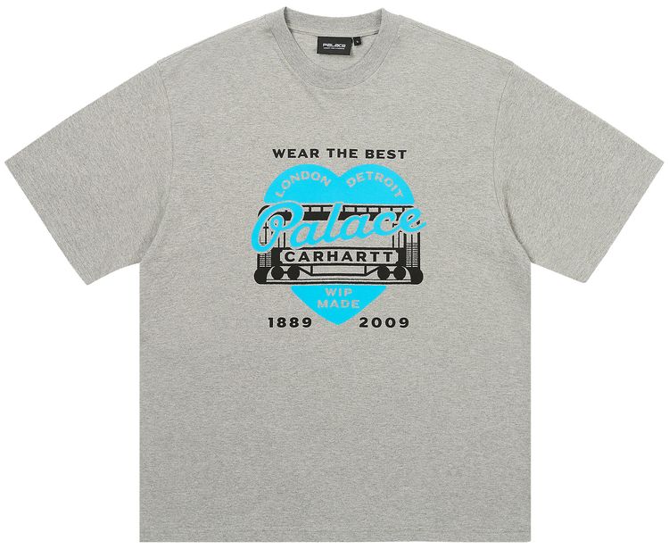 

Футболка Palace x Carhartt WIP Heart T-Shirt 'Heather Grey', серый