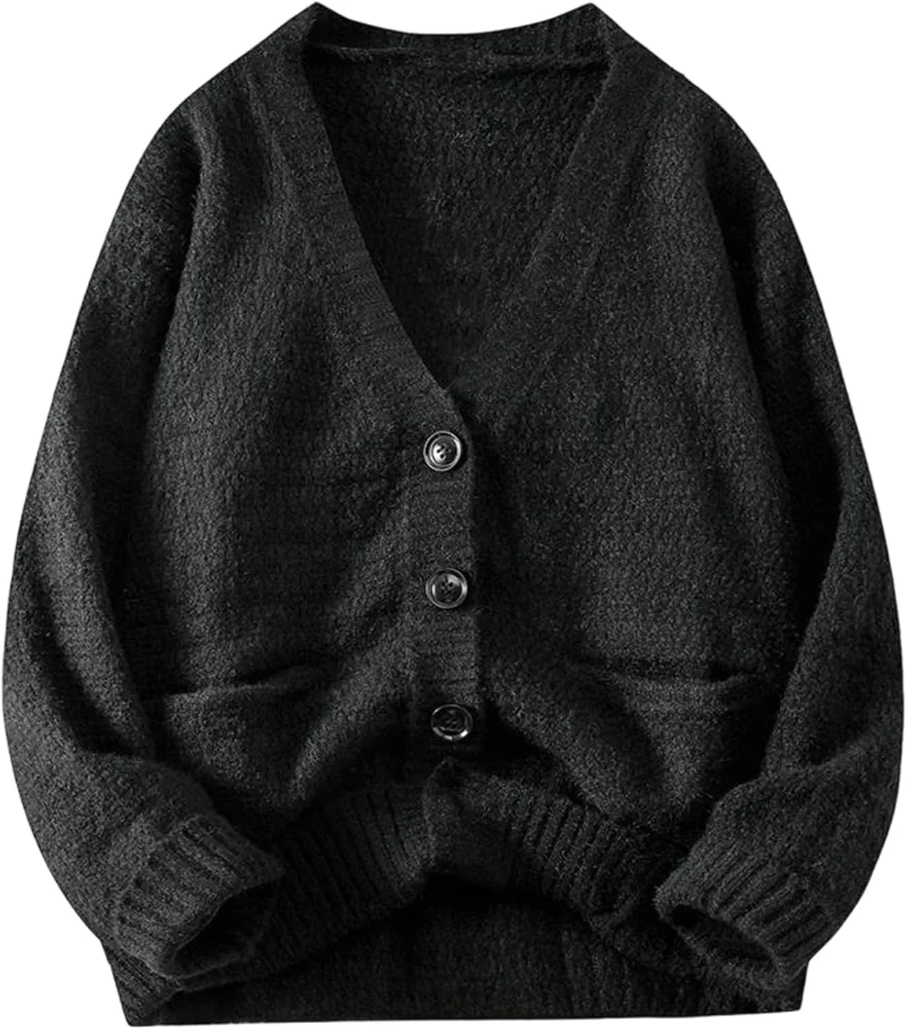 

Мужской свитер с V-образным вырезом, свободного кроя, из плотной фактурной пряжи