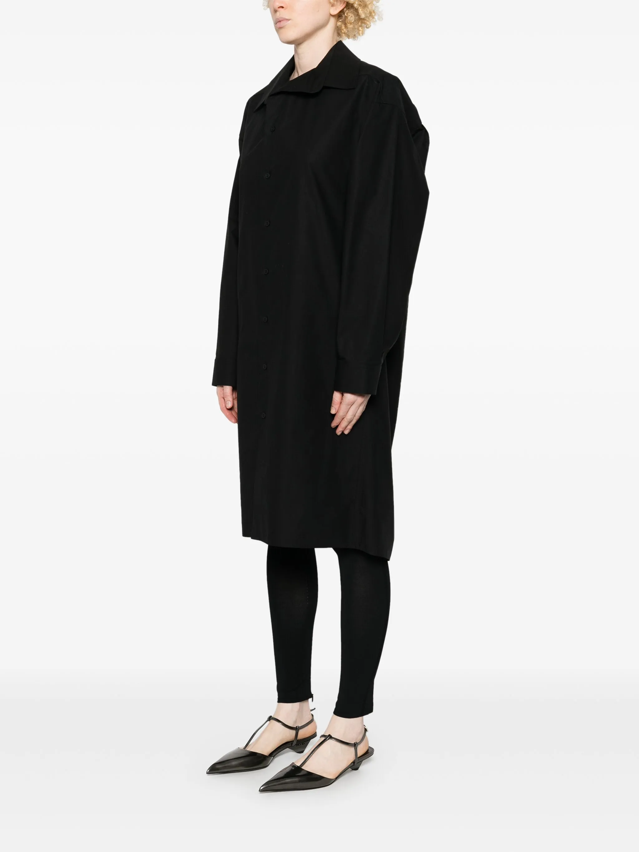 Платье-рубашка с воротником-стойкой Balenciaga, черный — фото 3