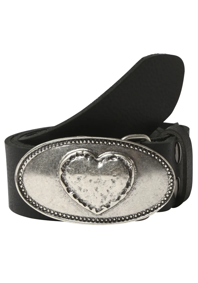 

Кожаный ремень LIFEBURG by showroom 019° со сменной застежкой "Heart Oval Silver" Rettungsring By Showroom 019°, черный