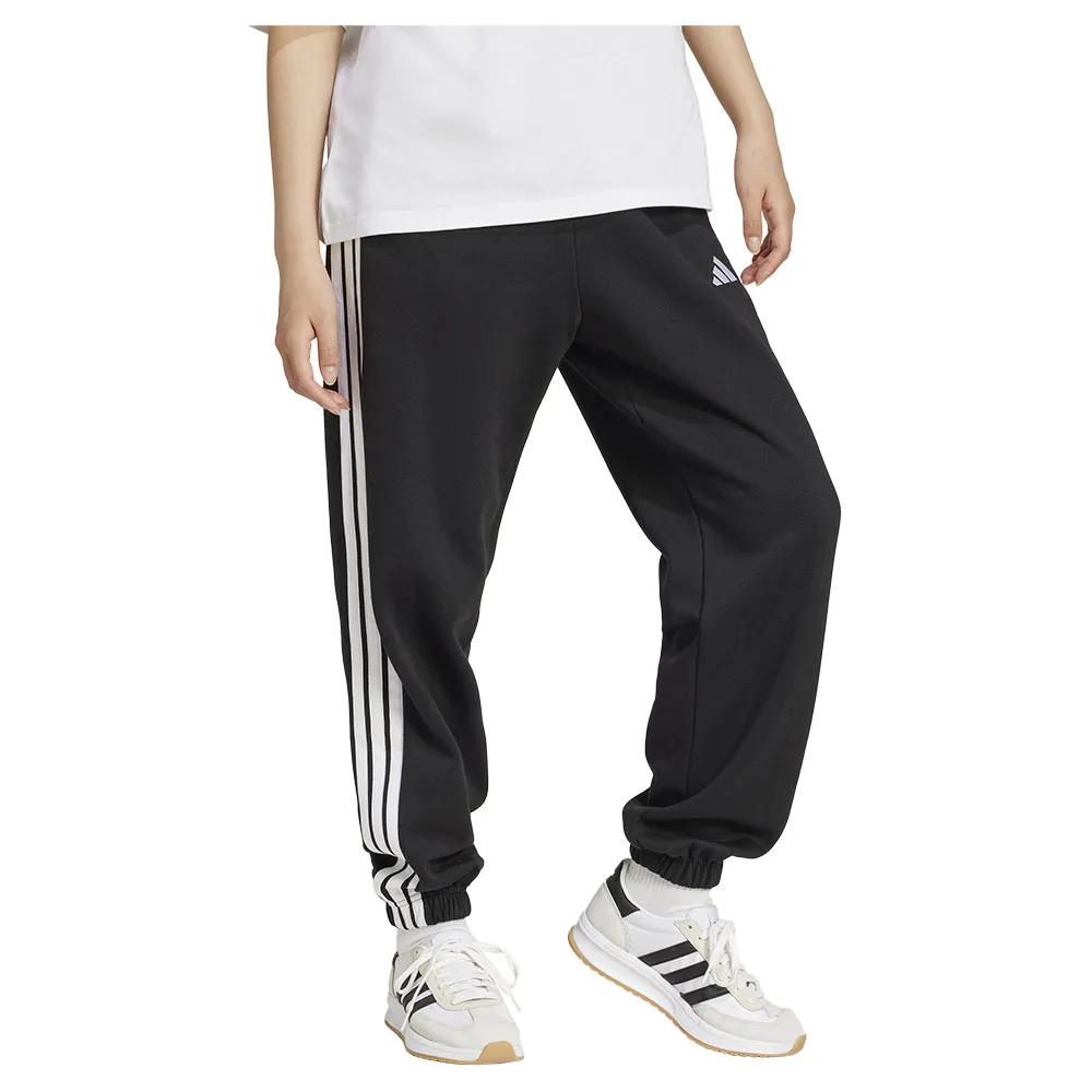 Джоггеры adidas Essentials 3 Stripes Fleece Loose Fit, черный — фото 4