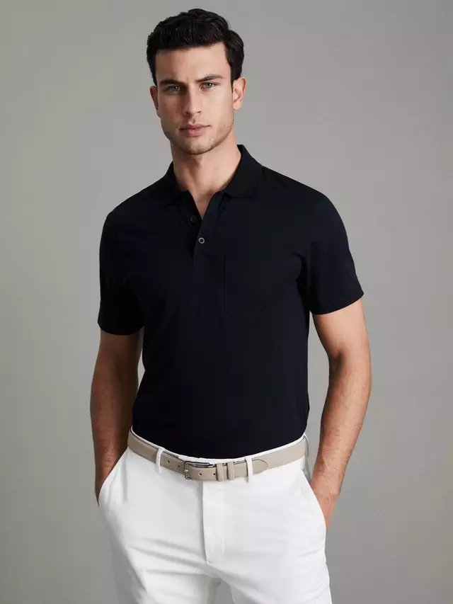 

Поло Reiss Austin Short Sleeve Cotton, темно-синий