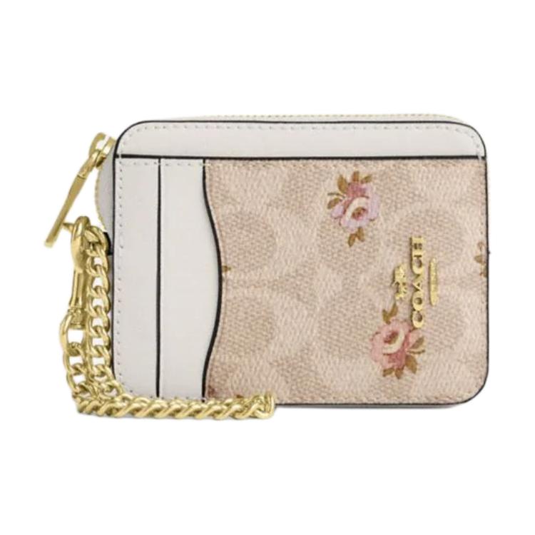 

COACH Мини-визитница из лакированного полотна, Gold & Sand