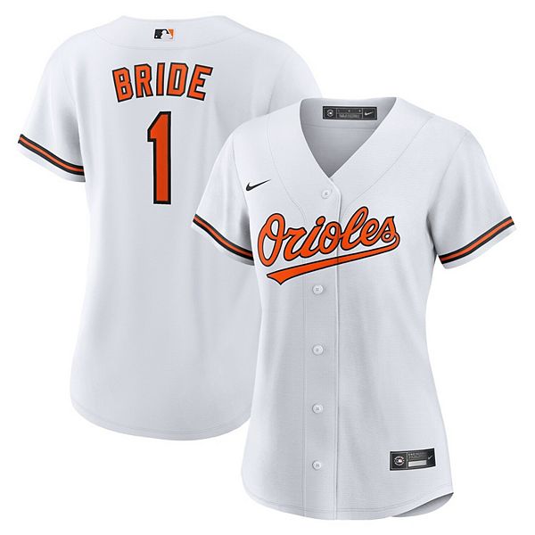

Женская белая реплика домашней футболки Baltimore Orioles #1 Bride Nike, Белый, Женская белая реплика домашней футболки Baltimore Orioles #1 Bride Nike