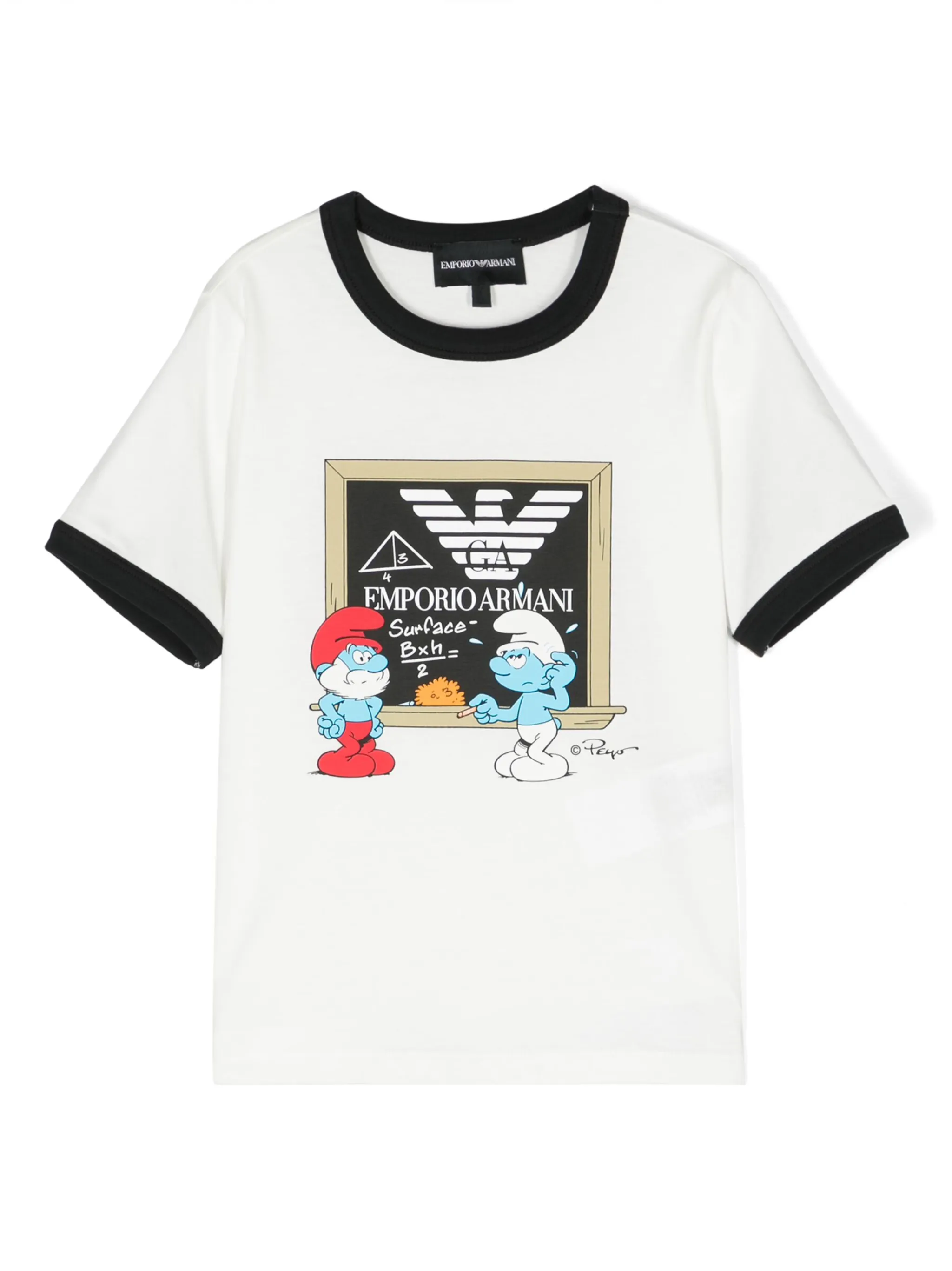 

Футболка с логотипом из коллаборации со Smurfs Emporio Armani Kids, белый