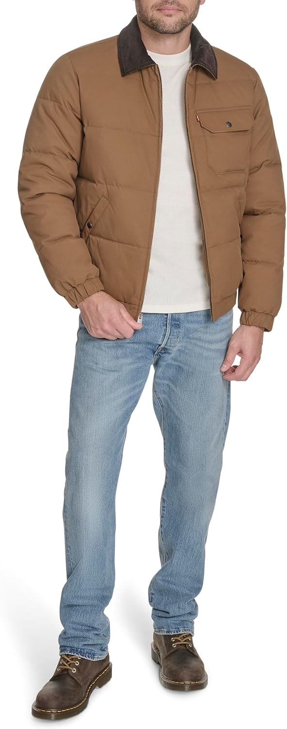 Мужская стеганая куртка Levi's Depot с воротником из шерпы, Worker Brown — фото 2