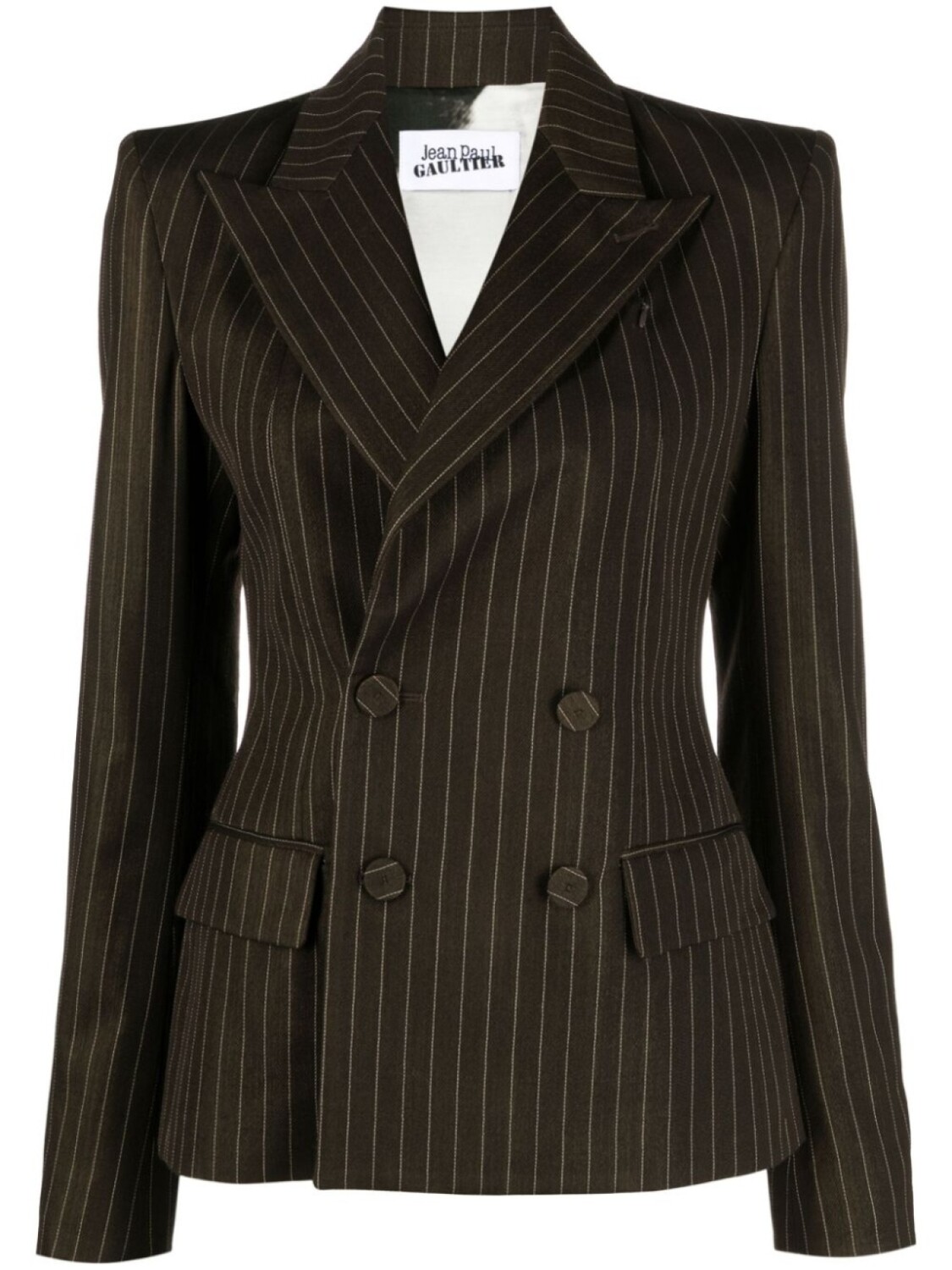 

Jean Paul Gaultier pinstriped double-breasted wool blend blazer, коричневый