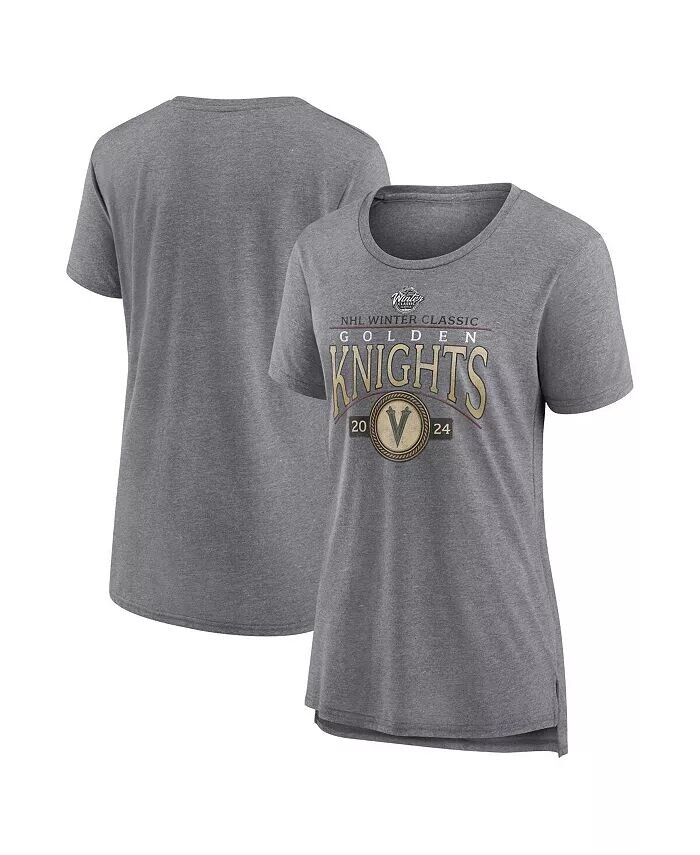 

Женская футболка Heather Gray Vegas Golden Knights 2024 NHL Winter Classic Tri-Blend с эффектом потертости Fanatics