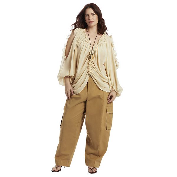 

Блузка June + vie с драпировкой и открытыми плечами для женщин plus size June & Vie