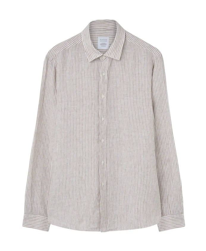 

Полосатая льняная рубашка, бежевая Xacus, бежевый