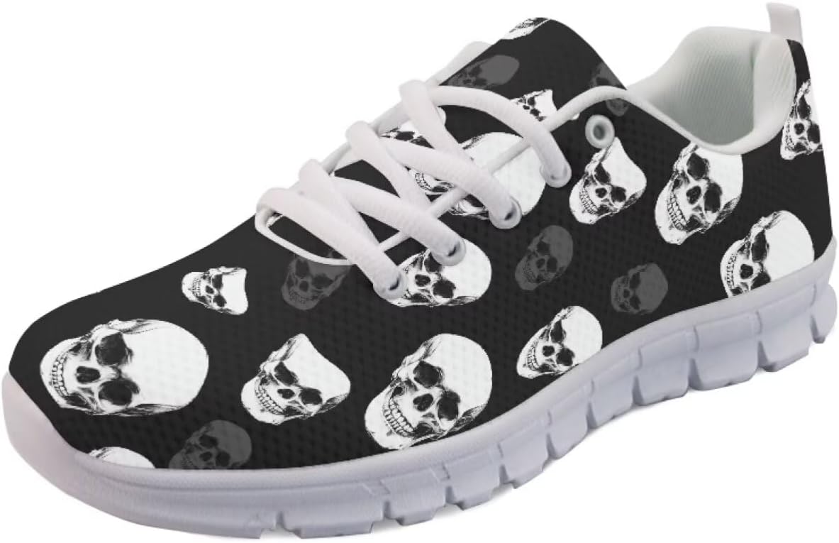 

Кроссовки Forchrinse для женщин и мужчин, повседневные обувь на шнуровке, дышащие легкие теннисные кроссовки для тренировок и ходьбы, Skull Printed