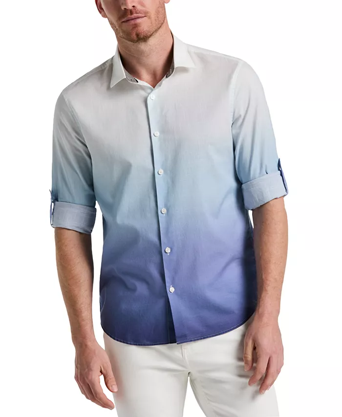 

Мужская рубашка с длинным рукавом и застежкой на пуговицы Ombre Perry Ellis, синий