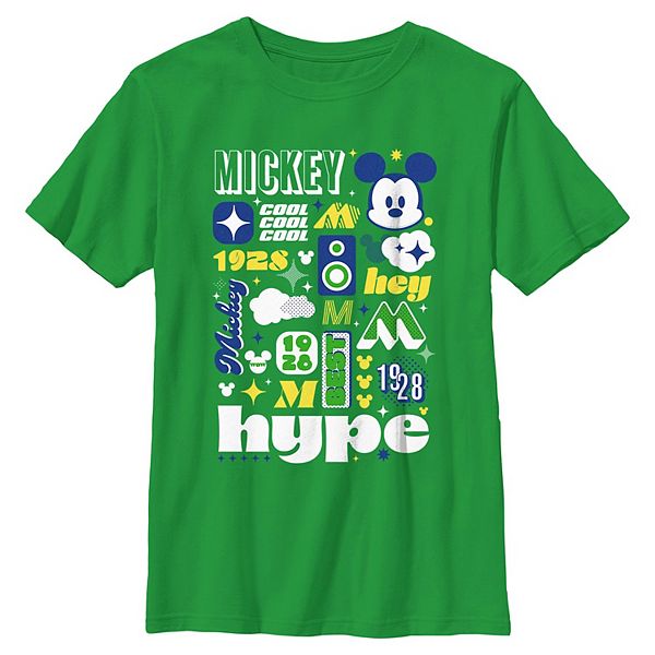 

Футболка с принтом в стиле коллажа из наклеек Mickey Mouse для мальчиков 8-20 Disney