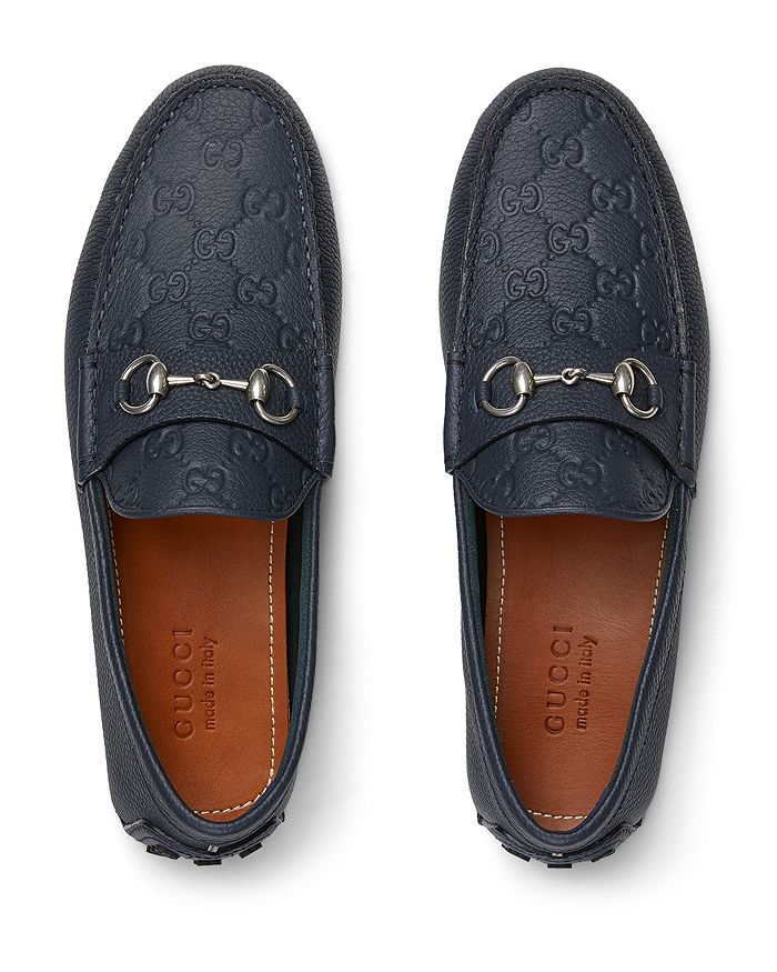 Мужские кожаные лоферы GG с подковкой Gucci, синий — фото 2
